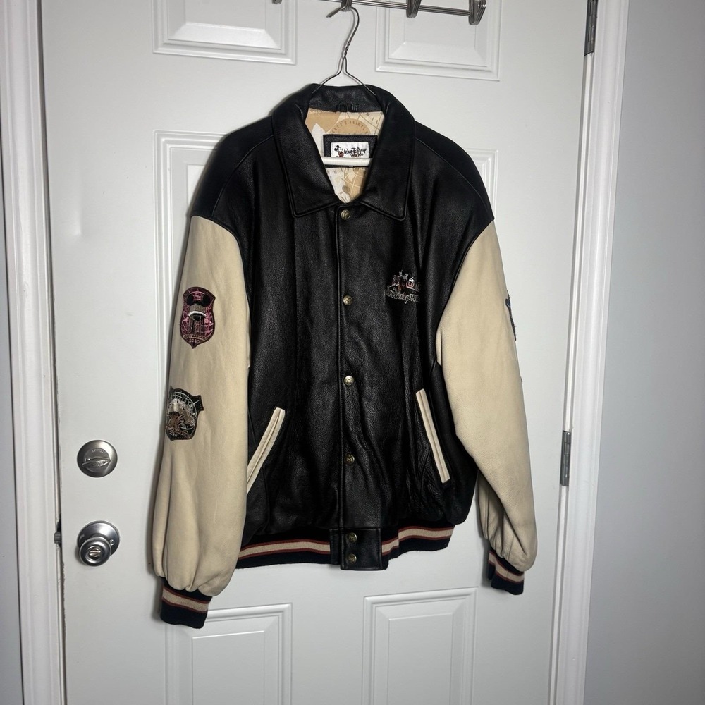 Walt Disney World 2000‎ Millenium Leather Jacket All 4 Park Patches , Size XL